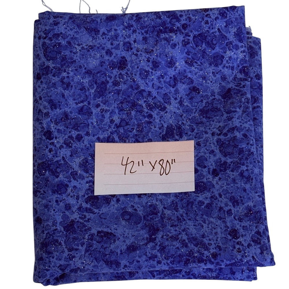Marbled Glitter Cotton Quilt Fabric Blue 42x80 Inch 2.2 Yards Textile